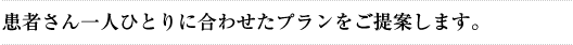 患者さん一人ひとりに合わせた歯の治療プランをご提案します。